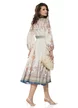 Rochie eleganta lunga bej cu imprimeu floral cu influente baroc si nasturi bijuterie