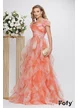 Rochie eleganta lunga de ocazie de LUX din organza fina in tonuri degrade corai