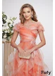Rochie eleganta lunga de ocazie de LUX din organza fina in tonuri degrade corai
