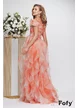 Rochie eleganta lunga de ocazie de LUX din organza fina in tonuri degrade corai