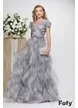Rochie eleganta lunga de ocazie de LUX din organza fina in tonuri degrade gri