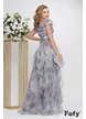 Rochie eleganta lunga de ocazie de LUX din organza fina in tonuri degrade gri