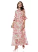 Rochie eleganta lunga din organza cu flori 3D si imprimeu floral roz
