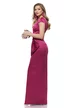 Rochie elegantă lunga din tafta magenta cu nod stilizat