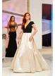 Rochie elegantă lunga din tafta pruna usor elastica cu bust dnegru si fusta bej