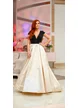 Rochie elegantă lunga din tafta pruna usor elastica cu bust dnegru si fusta bej