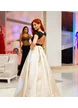 Rochie elegantă lunga din tafta pruna usor elastica cu bust dnegru si fusta bej