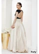 Rochie elegantă lunga din tafta pruna usor elastica cu bust dnegru si fusta bej
