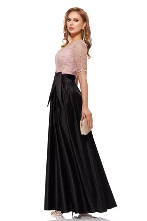 Rochie elegantă lunga din tafta usor elastica cu bust din dantela premium cu paiete fine