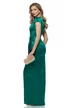 Rochie Fofy elegantă lunga din tafta verde cu nod stilizat