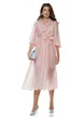 Rochie eleganta midi roz din matase de tencel cu jabou elaborat