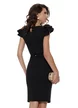 Rochie elegantă neagra cu decolteu adânc elastica cu accesori metalic auriu cu pietre in talie