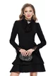 Rochie eleganta neagra cu volane si  jabou de dantela 
