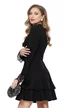 Rochie eleganta neagra cu volane si  jabou de dantela 