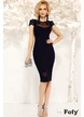 Rochie elegantă neagră Fofy cu manecuta din dantela