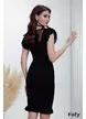 Rochie elegantă neagră Fofy cu volanase de tul si colier inclus
