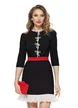Rochie eleganta office Fofy cu buline decolteu patrat fundite de perle si volan