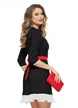 Rochie eleganta office Fofy cu buline decolteu patrat fundite de perle si volan