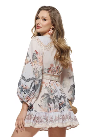 Rochie eleganta petrecuta imprimeu floral bohemian floral cu volane