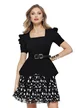 Rochie eleganta premium cu peplum inedit fusta plisata cu buline si curea