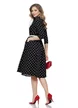 Rochie eleganta premium neagra cu buline curea si floare decorativa