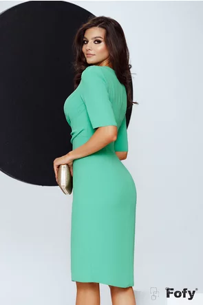 Rochie eleganta premium verde tonic cu design inedit