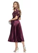 Rochie elegantă pruna din tafta usor elastica cu bust din dantela premium cu cu perle