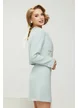 Rochie eleganta retro din tweed bleu premium cu contururi din perle paiete si cristale argintii