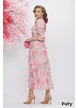 Rochie eleganta stil camasa din voal cu imprimeu floral roz