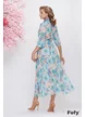 Rochie eleganta stil camasa din voal cu imprimeu floral turcoaz