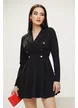 Rochie eleganta stil sacou din crep elastic cu fusta in pliuri