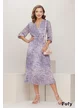 Rochie eleganta voal lila animal print stilizat cu fusta plisata si curea