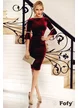 Rochie FOFY bordo din catifea cu aplicatii pietre pe maneci