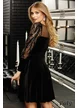Rochie Fofy clos din catifea  cu maneci bufante din tull cu paiete