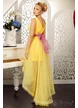 Rochie Fofy de ocazie asimetrica din tull galben