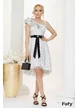 Rochie  Fofy de ocazie eleganta alba cu buline negre