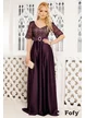 Rochie Fofy de ocazie lungă din tafta mov cu bust dantela cu paiete