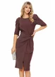 Rochie Fofy de ocazie bordo  cu fir lurex argintiu si nod stilizat in talie