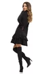 Rochie Fofy eleganta neagra cu volane jabou de dantela  si brosa detasabila