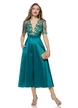 Rochie  Fofy elegantă verde smarald din tafta usor elastica cu bust din dantela premium