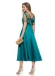 Rochie  Fofy elegantă verde smarald din tafta usor elastica cu bust din dantela premium