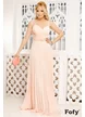 Rochie Fofy lunga de ocazie plisata roz pudrat