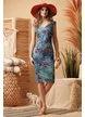 Rochie Fofy maneca scurta cu imprimeu floral și decolteu in V