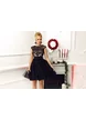 Rochie  Fofy neagră de ocazie din tulle și broderie cu perle