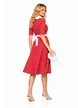 Rochie Fofy retro midi corai cu buline albe și guler alb supradimensionat