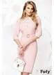 Rochie Fofy roz office cu nasturi perla si contururi ecru