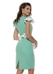 Rochie Fofy verde mentă cu volane la mâneci, talie marcată și detalii elegante
