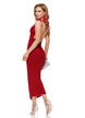 Rochie lunga de ocazie cu spatele gol din lurex rosu elastic