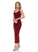 Rochie lunga de ocazie cu spatele gol din lycra vino rosso cu strasuri argintii