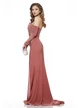 Rochie lunga de ocazie de LUX din lycra satinata dusty rose cu spectaculoase de perle si cristale